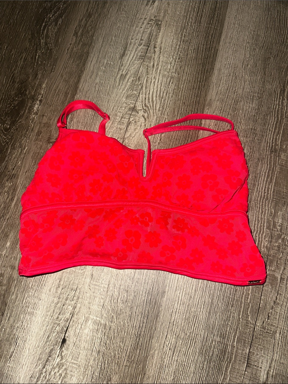 PINK Victoria's Secret Neon Red Floral Bralette